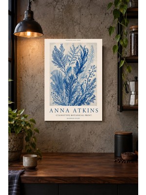 Onyx Lab Onyxlab Mavi Botanik Baskı Desenli Dekoratif Mdf Tablo, Çerçeve Görünümlü Ahşap Poster