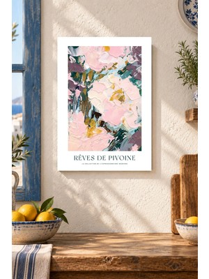 Onyx Lab Onyxlab Pembe Soyut Çiçekler Desenli Dekoratif Mdf Tablo, Çerçeve Görünümlü Ahşap Poster