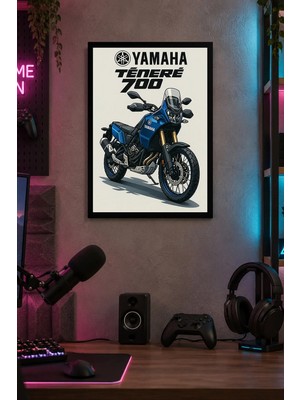 Onyx Lab Onyxlab Mavi Turuncu Motosiklet Desenli Dekoratif Mdf Tablo, Çerçeve Görünümlü Ahşap Poster