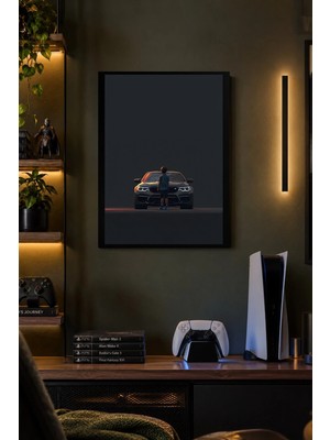 Onyx Lab Onyxlab Siyah Otomobil ve Figür Desenli Dekoratif Mdf Tablo, Çerçeve Görünümlü Ahşap Poster
