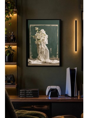 Onyx Lab Onyxlab Beyaz Heykel Desenli Dekoratif Mdf Tablo, Çerçeve Görünümlü Ahşap Poster