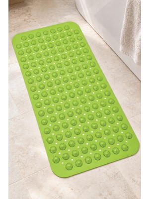 Renkliürün Dikdörtgen Yuvarlak Kabartma Silikon Kaydırmaz Taban Duşakabin ve Banyo Matı (Yeşil)(70x40)