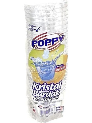 Trendexa Şeffaf Plastik Kristal Bardak 180 Cc. 180 Ml. 25 Adetlik 1 Paket