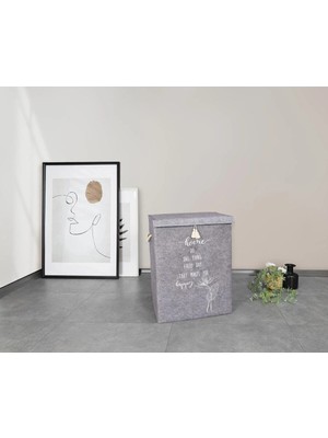 St. Morritz Gri Keçe Kapaklı Mega Kutu Çamaşır Sepeti Eşya Saklama Kutusu 55X41X30 cm