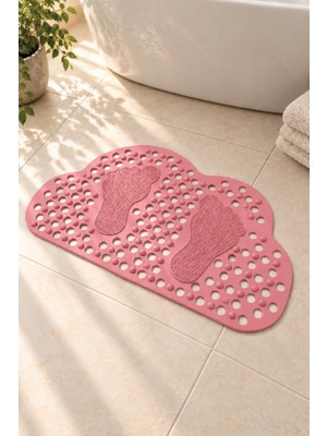 Renkliürün Ayak Temizleme Matı Kabartma Silikon Kaydırmaz Taban Duşakabin ve Banyo Matı (Pembe)(70x40)