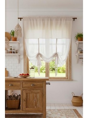 Trendexa Potlu Tül Perde Retro, 120X200,120 x 200,4464, Krem