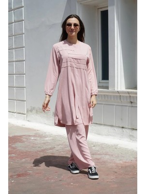 Red Show Geometrik Detaylı Tunik Pantolon Takım