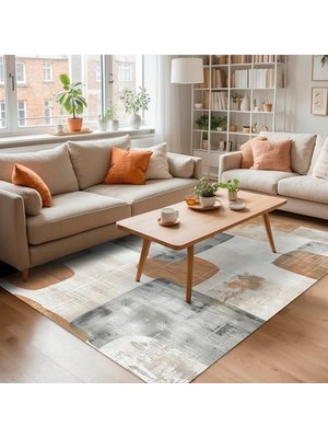 Trendexa Modern Şönil Kaymaz Doğal Pamuk Tabanlı Yıkanabilir Antibakteriyel Çevre Dostu Salon Halısı 160X230