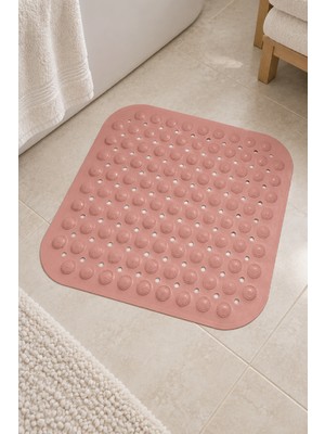 Renkliürün Silikon Kaydırmaz Taban Duşakabin ve Banyo Paspası (Pembe)(46x46cm)