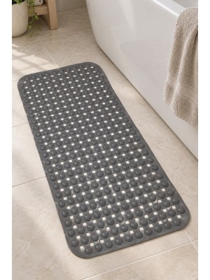 Renkliürün Yuvarlak Kabartma Silikon Kaydırmaz Taban Duşakabin ve Banyo Paspası (Gri)(40x70cm)