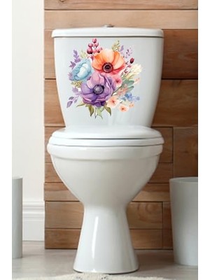 Trendexa Soft Renkli Çiçek Desenli Klozet ve Banyo Stickerı