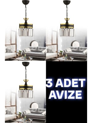 St. Morritz Erva  3 Adet Tekli Avize Kristal Taşlı