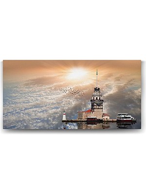 Trendexa Istanbul Kız Kulesi Manzarası Reprodüksiyon Tablo, 160X80 cm