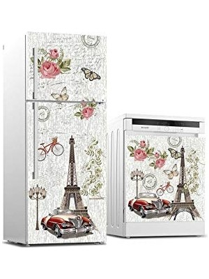 Trendexa Sticker Kaplama, Vintage Paris, Buzdolabı ve Bulaşık Makinası Beyaz Eşya