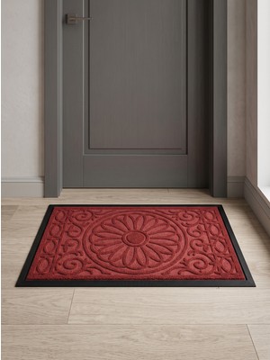 Tiritoğlu Home 45 x 75 cm Kırmızı Güneş Desenli Halı Paspas Kaymaz Taban Iç/dış Mekan