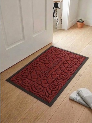 Tiritoğlu Home 45 x 75 cm Kırmızı Welcome Yazılı Halı Paspas Kaymaz Taban Iç/dış Mekan
