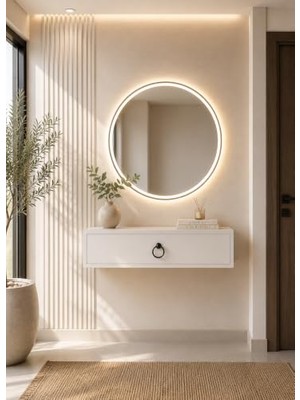 Trendexa Düzenleyici, 80 cm Beyaz Kapaklı Dresuar Salon Antre Hol Oturma Odası Askıda Kulplu Dolap Dresuar