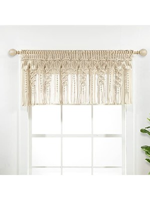 Trendexa Boho Makrome Duvar Dekoru ve Mutfak Perdesi, Pamuk Saçaklı, 50,8 cm U x 127 cm G, Nötr