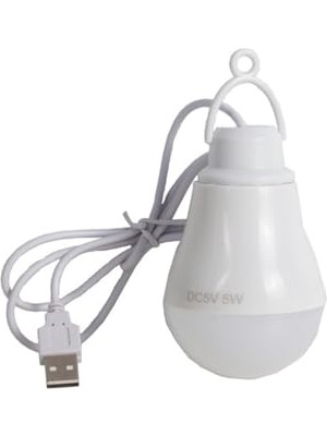 Trendexa USB Kablolu 5 W Beyaz Ampul, %90 Enerji Tasarrufu, Renkli Kasa, 1 Metre USB Kablolu