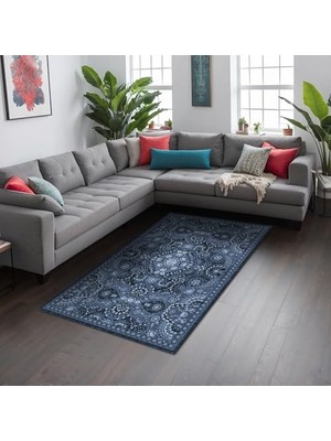 Trendexa Vintage Şönil Kaymaz Doğal Pamuk Tabanlı Yıkanabilir Antibakteriyel Çevre Dostu Salon Halısı 200X300