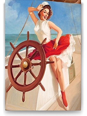 Trendexa Pin Up Girl Denizci Temalı Tablo, 50X75 cm