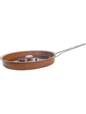 Trendexa Kapak, Granit Hamsi Tava Metal Çelik Sap 32X4 cm Kahve