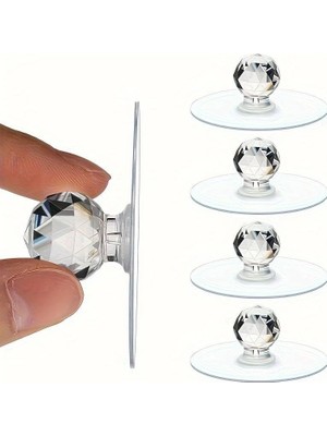 Trendexa 4 Adet Şeffaf Kapı Kolu Kendinden Yapışkanlı Dolap Çekmece Tutacağı Gardırop Mutfak Banyo Komodini Mobilya Kolu