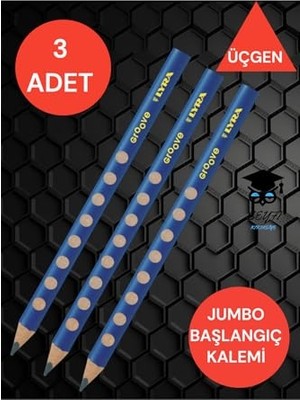 Trendexa Üçgen Jumbo Başlangıç Kalemi 3 Adet Kalın Kurşun Kalem Lyra Groove