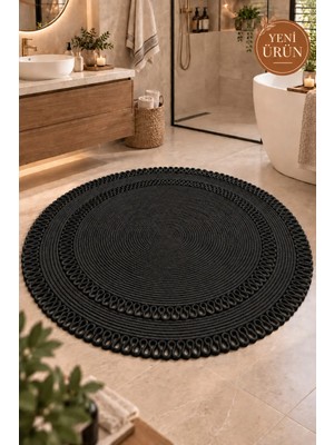 MaVaux Alessa Doğal Yuvarlak Hasır Jüt Kilim Dekoratif Örgü Kilim – Modern Bohem Tasarım, Şık ve Doğal Görünüm, Salon, Mutfak ve Antre Kullanımı Desenli, Dekoratif, Kilim, Salon Çeyizlik, Hediyelik