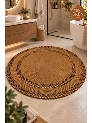 MaVaux Alessa Doğal Yuvarlak Hasır Jüt Kilim Oval Dekoratif Örgü Kilim – Modern Bohem Tasarım, Şık ve Doğal Görünüm, Salon, Mutfak ve Antre Kullanımı Desenli, Dekoratif, Kilim, Salon Çeyizlik, Hediyelik