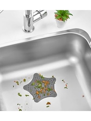 Trendexa Vantuzlu Silikon Kaymaz Yıldız Lavabo ve Küvet Süzgeci SEA114KRŞK