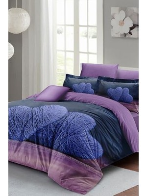 Trendexa Nevresim Takımı, %100 Pamuk Saten Çift Kişilik Wool Heart - Gri, MONOHOME35808