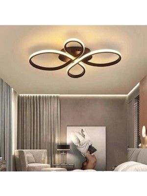 St. Morritz Nehir Siyah Plafonyer Modern Beyaz Işık Ledli Avize
