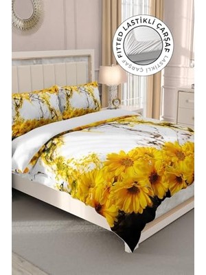 Trendexa Nevresim Takımı, %100 Pamuk Saten Çift Kişilik Yellow Daisy, MONOHOME32579