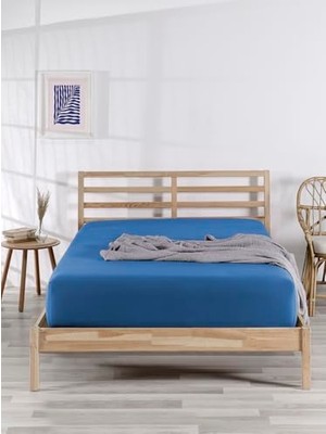 Trendexa %100 Pamuklu Tek/çift Kişilik Lastikli Penye Çarşaf, Fitted Jersey, Lacivert, 180X200