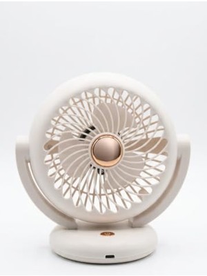 Trendexa HS-365 Masaüstü Şarjlı Mini Fan, 3 Kademeli, Usb, 360 Derece Dönebilen, Sessiz, Krem