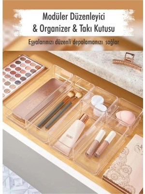 St. Morritz 6'lı Modüler Set Çekmece Içi Düzenleyici Makyaj, Banyo, Mutfak ve Ofis