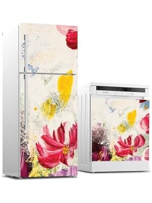 Trendexa Sticker Kaplama, Tuval Çiçek, Buzdolabı ve Bulaşık Makinası Beyaz Eşya