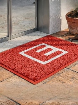 Trendexa Eczane Önü Paspası, E Logo, Giriş Işyeri Eczane Mağaza Kapı Önü Kıvırcık Hijyen Halısı 60X80 cm
