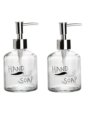 Trendexa Cam Sıvı Sabunluk Seti, 2 Adet, El Sabunu Yazılı, 300 Ml, 7,6X15,5 cm