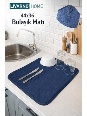 Trendexa Lacivert Katlanabilir Mikrofiber Bulaşık Kurutma Matı 44X36 cm