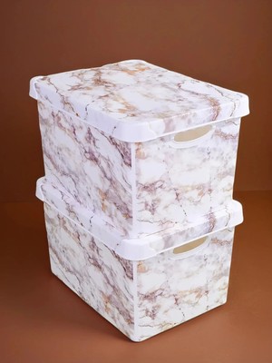 St. Morritz Style Box Marble Plastik Dekoratif Kutu Seti - 2x 20 Litre