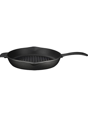 Trendexa Tava; Döküm Yuvarlak Izgara, Metal Kulplu, Konkav Taban, 28 cm
