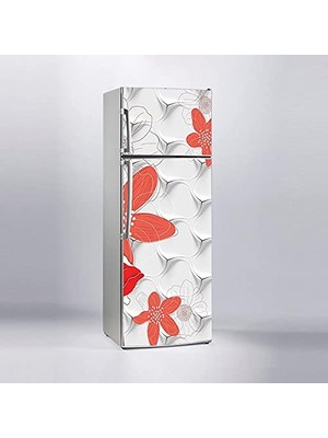 Trendexa Buzdolabı Sticker Kaplama, Dolap Kaplama Etiketi, 3D Dekor Çiçek