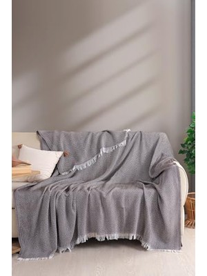 Trendexa Carden Pamuklu Kaymaz Koltuk Örtüsü Desenli 200X230 cm Kanepe Çekyat Buldan Bezi Kahve Geometrik