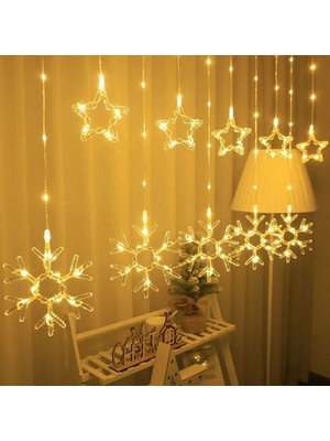 Pileli Store Kar Tanesi Perde LED Mz-16-14