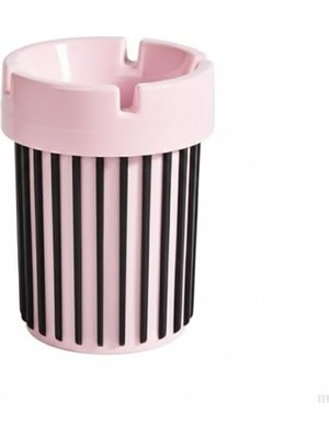Trendexa Pembe Siyah Çizgili Plastik Küllük, Masaüstü ve Balkona Uygun