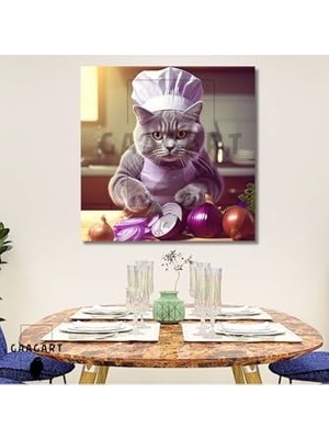 Trendexa Kare Kanvas Mutfak Tablosu Aşçı Hayvanlar British Shorthair Kedi 50 x 50