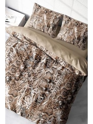 Trendexa Leopar Çift Kişilik Pamuk Saten Nevresim Takımı Wall Snake, MONOHOME67304