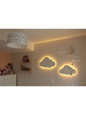 Trendexa 2'li Bulut Gece Lambası, Çocuk ve Bebek Odası Dekoratif Aydınlatma 30/40 cm